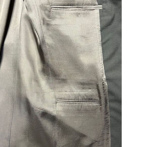 Stanley Blacker Mens Two Button Suit Jacket‎ Green Checkered Lined Notch USA 42 - Picture 3 of 9